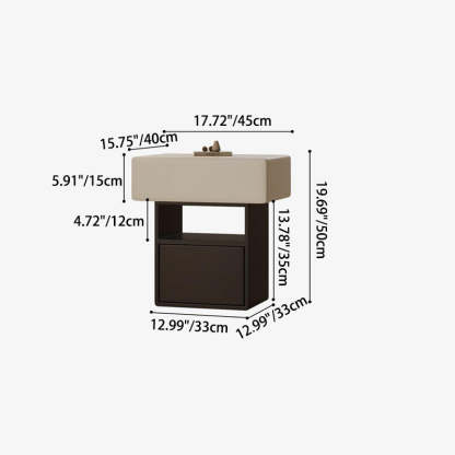 Minimalist Pine Eco Board Square Nightstand 1-Drawer