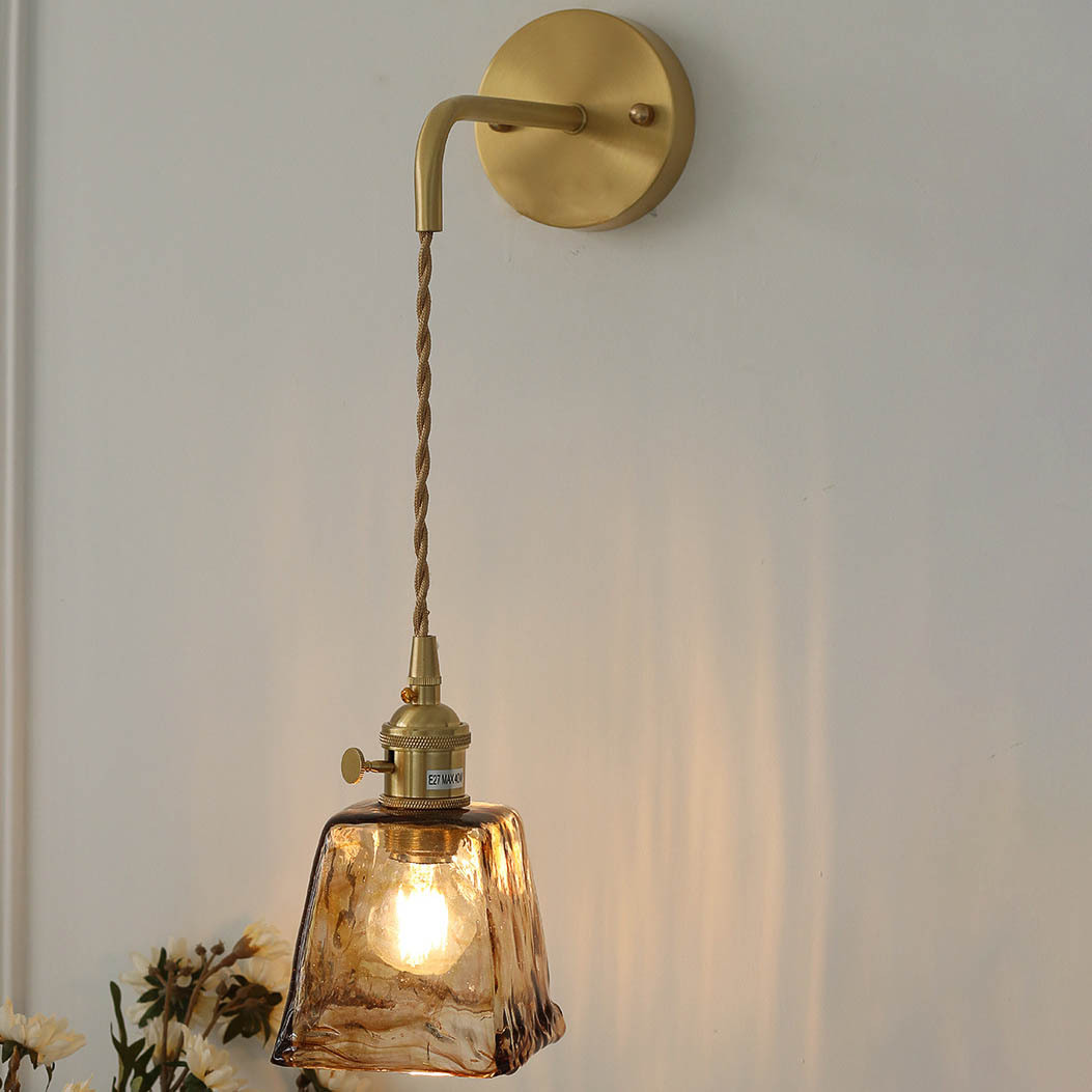 Modern Eclectic Amber Glass Geometric Jar Sconce — A / 220V-240V For UK/AU