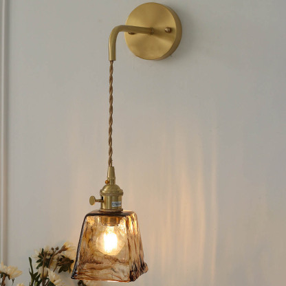 Modern Eclectic Amber Glass Geometric Jar Sconce — A / 220V-240V For UK/AU