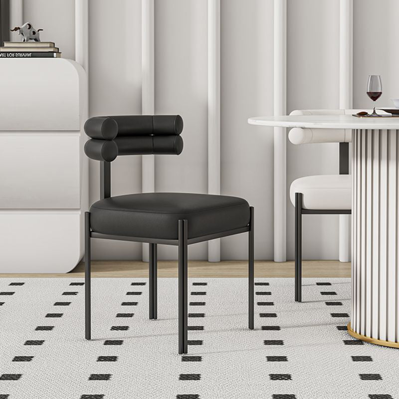 Contemporary Half-Arc Leather Metal Dining Chair