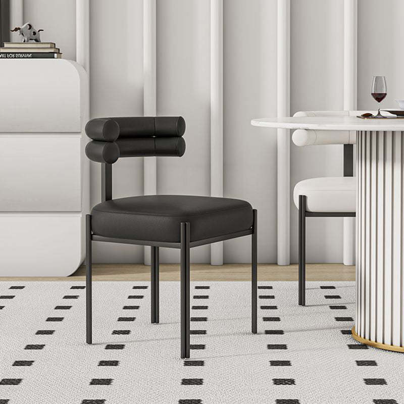 Contemporary Half-Arc Leather Metal Dining Chair