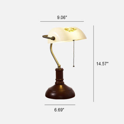 Vintage Solid Wood Glass Bank Zipper Lamp — E - Solid wood + Floral Shade / 110V-120V For US/CA