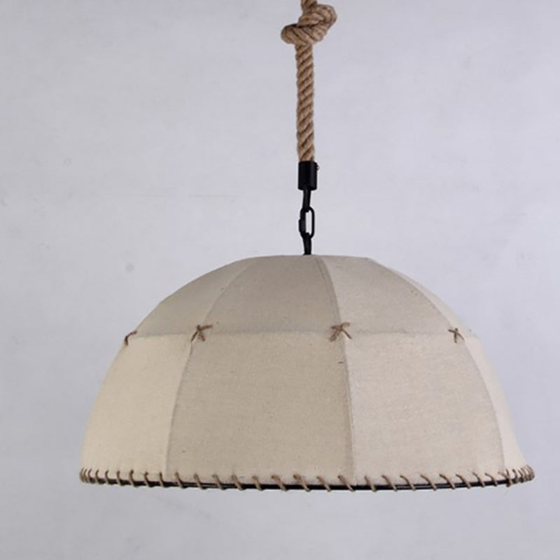 Traditional Rustic Fabric Semicircle Pendant Light