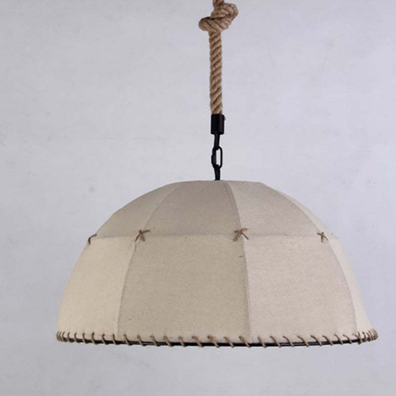 Traditional Rustic Fabric Semicircle Pendant Light