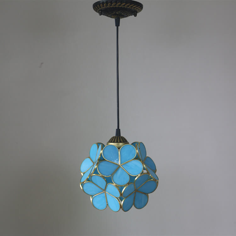 Vintage Stained Glass Petal Pendant Light