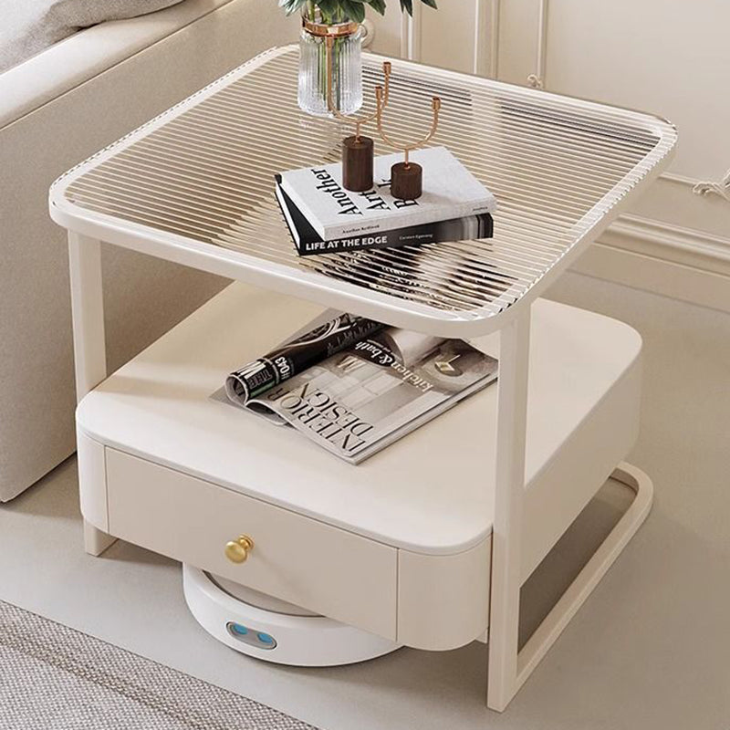 Nordic Slab Glass Metal Wood End Table
