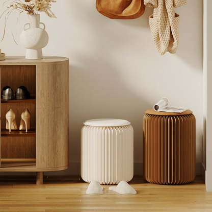 Scandinavian Cylinder PU Leather Foldable Footstool