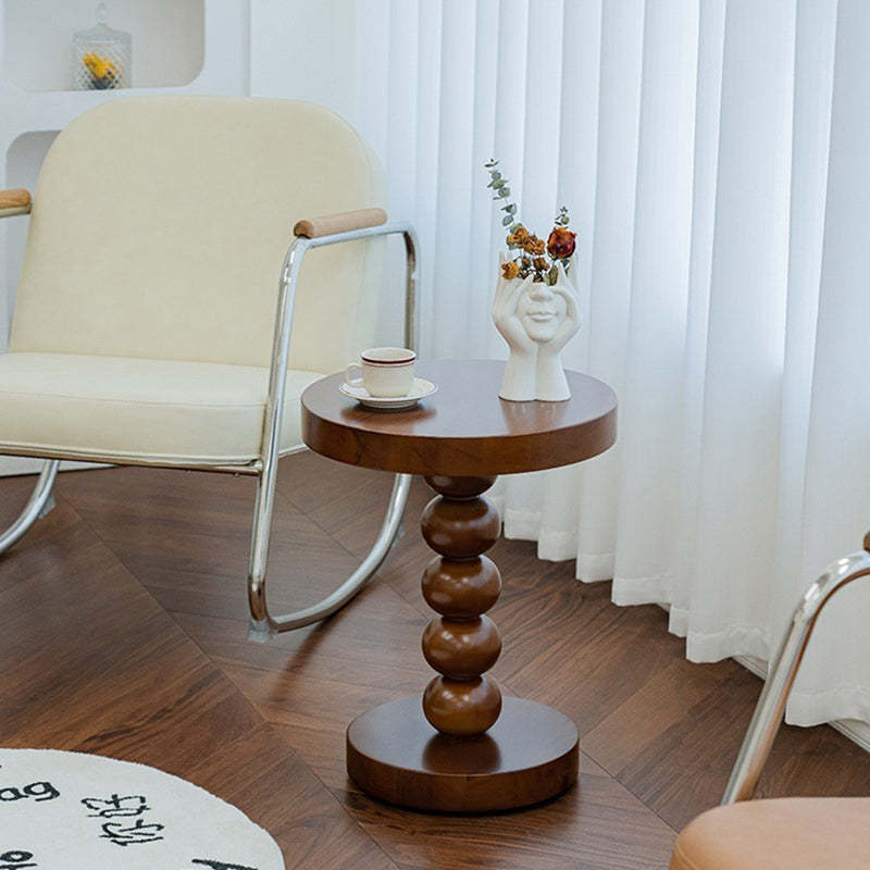 Vintage Round Beaded Wooden Coffee Table