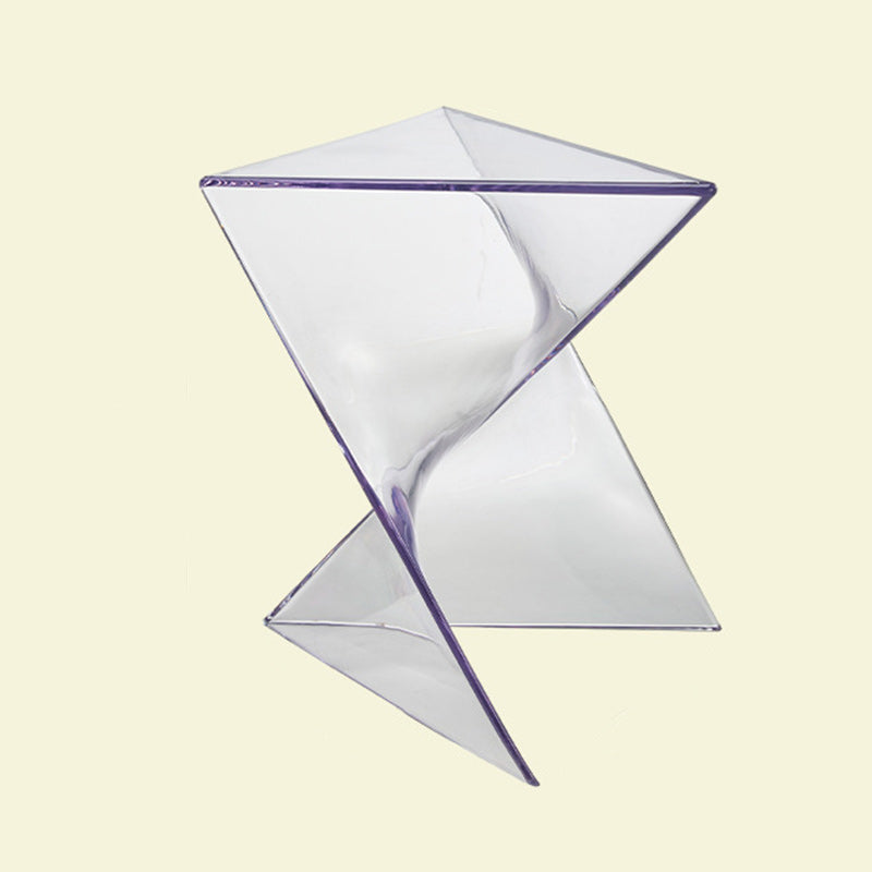 Minimalist Marble Glass Wood Triangle Corner End Table
