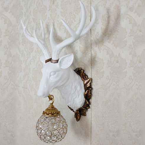 European Retro Deer Head Resin Sconce