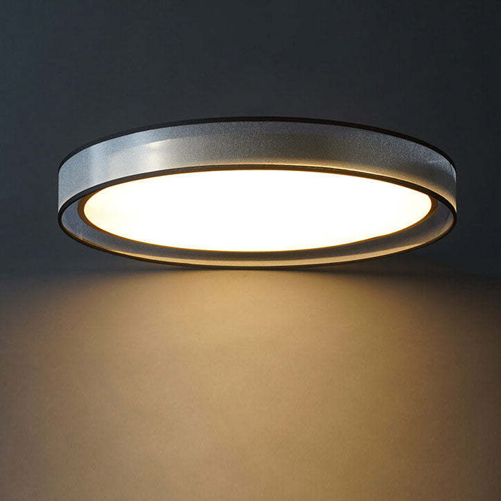 Nordic Round Fabric Brass Acrylic LED Flush Mount Light