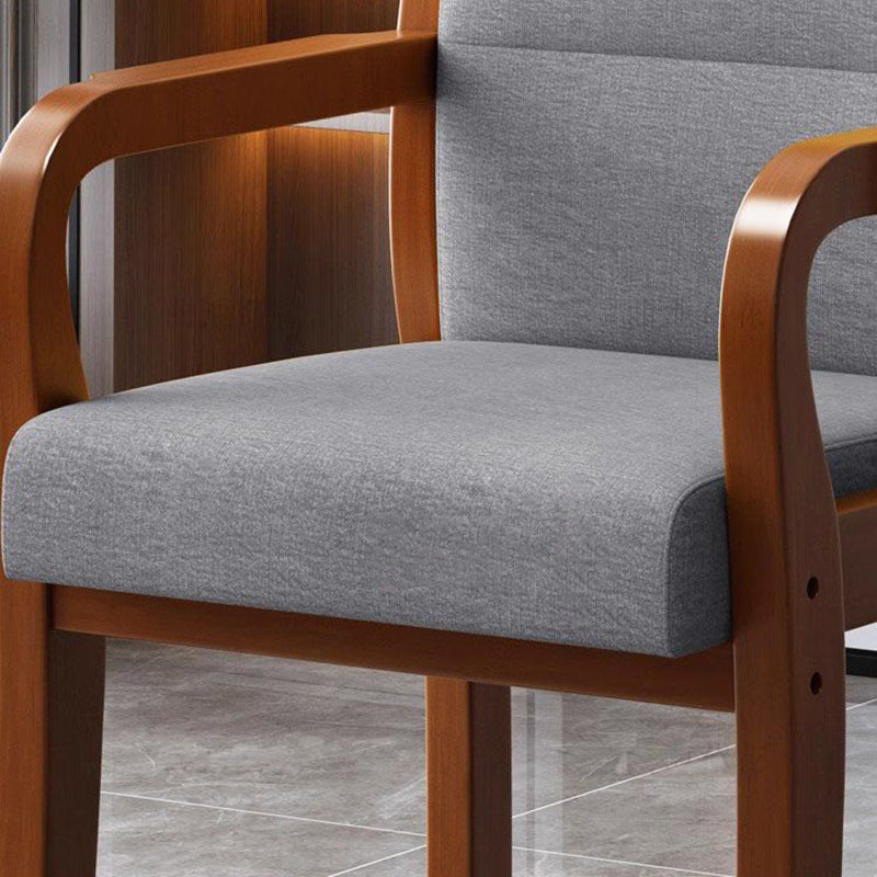 Modern Wood Fabric Leather Armchair