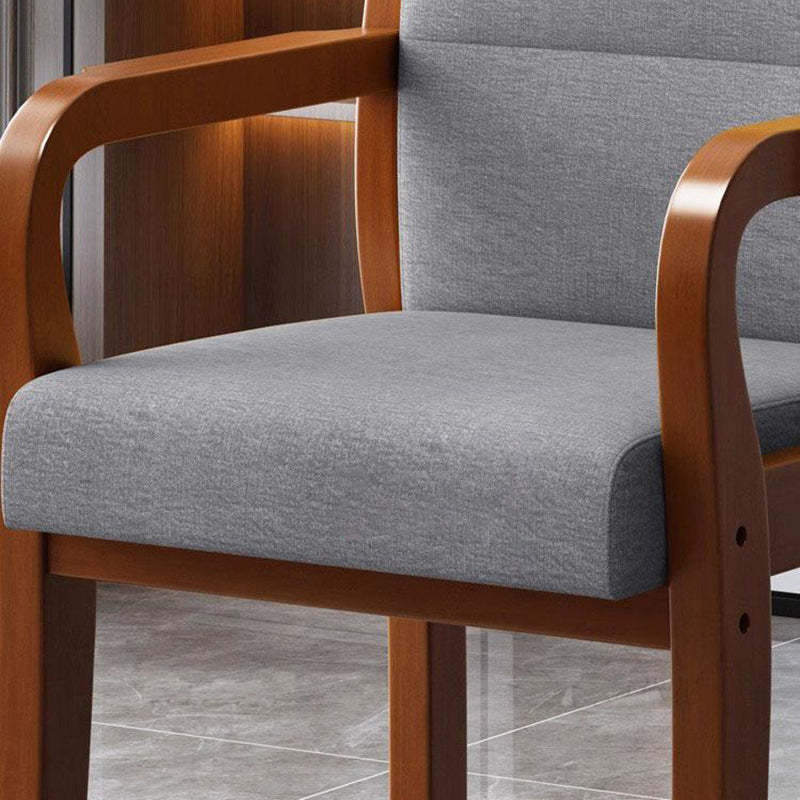 Modern Wood Fabric Leather Armchair