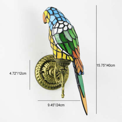 Tiffany Vintage Parrot Stained Glass Sconce