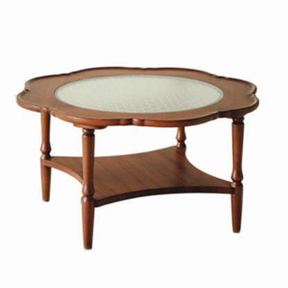 Retro Flower Wood Glass Coffee Table