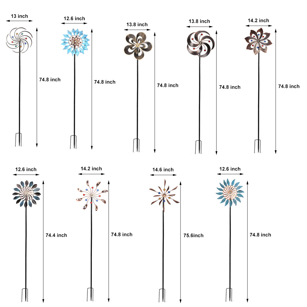 Vintage Iron Wind Spinner Garden Stake Lights - 2-Pack Solar Pathway Decor-Lighom