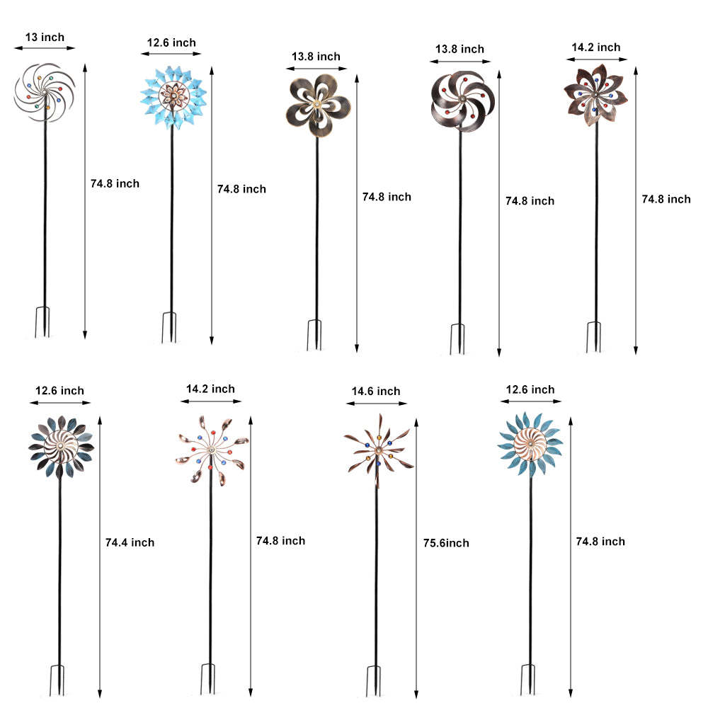 Vintage Iron Wind Spinner Garden Stake Lights - 2-Pack Solar Pathway Decor-Lighom