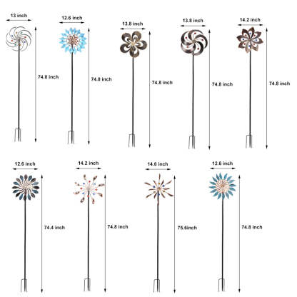 Vintage Iron Wind Spinner Garden Stake Lights - 2-Pack Solar Pathway Decor-Lighom