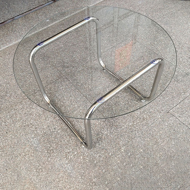Minimalist Round Glass Steel Coffee Table