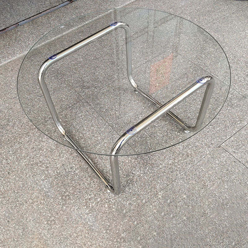 Minimalist Round Glass Steel Coffee Table