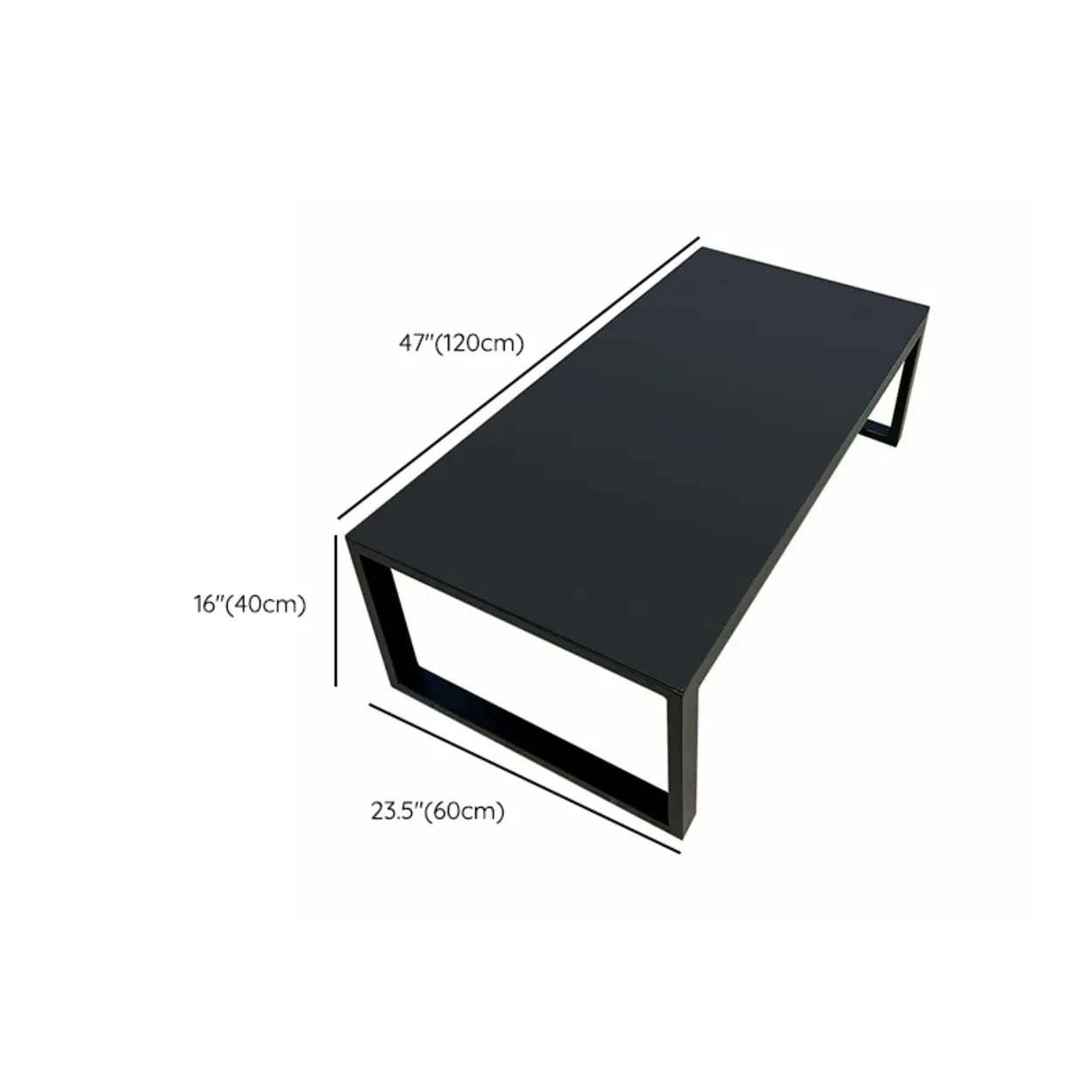 Black Aluminum Alloy Rectangular Outdoor Coffee Table