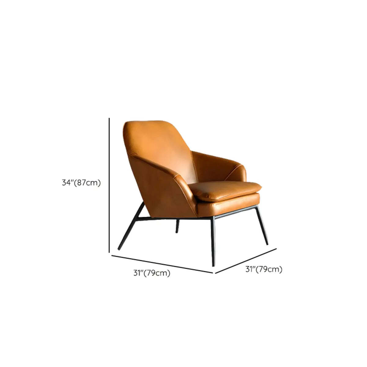 Coffee Leather Sloped Arm Chair