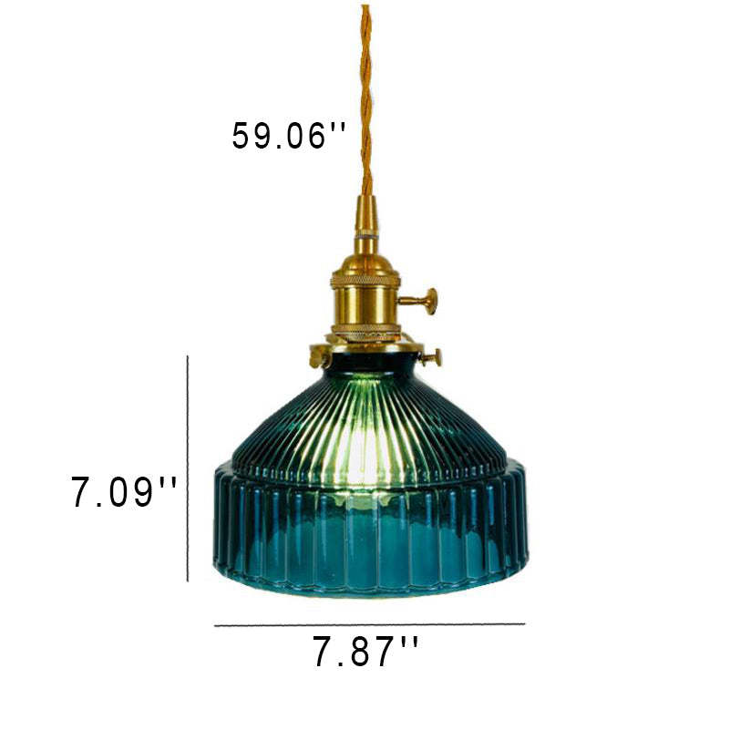 Nordic Stained Glass Dome Brass Pendant