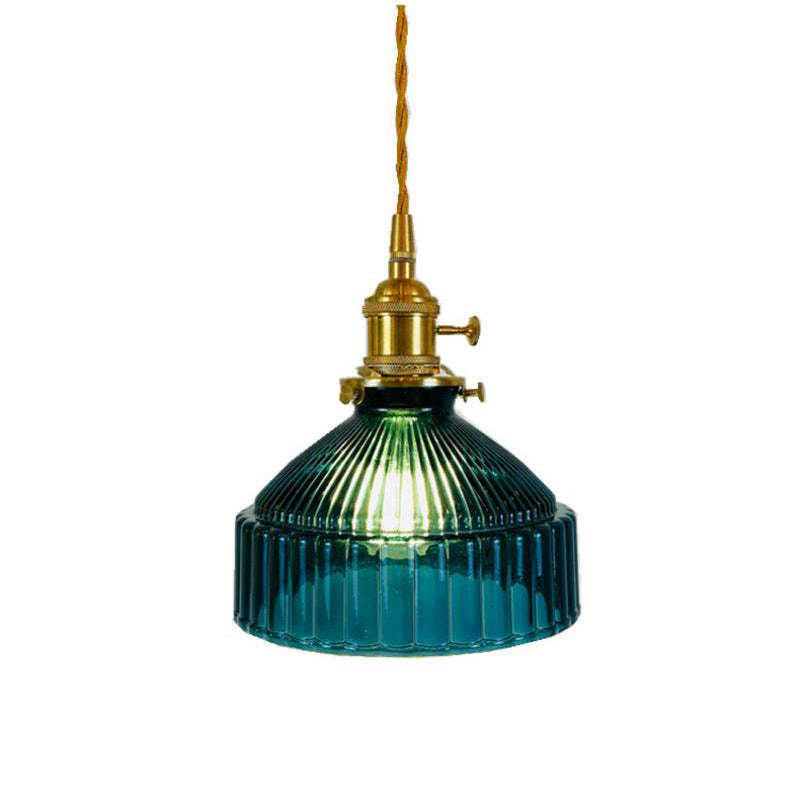 Nordic Stained Glass Dome Brass Pendant