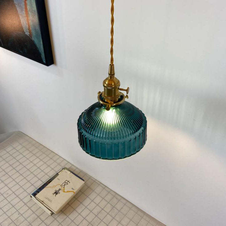 Nordic Stained Glass Dome Brass Pendant