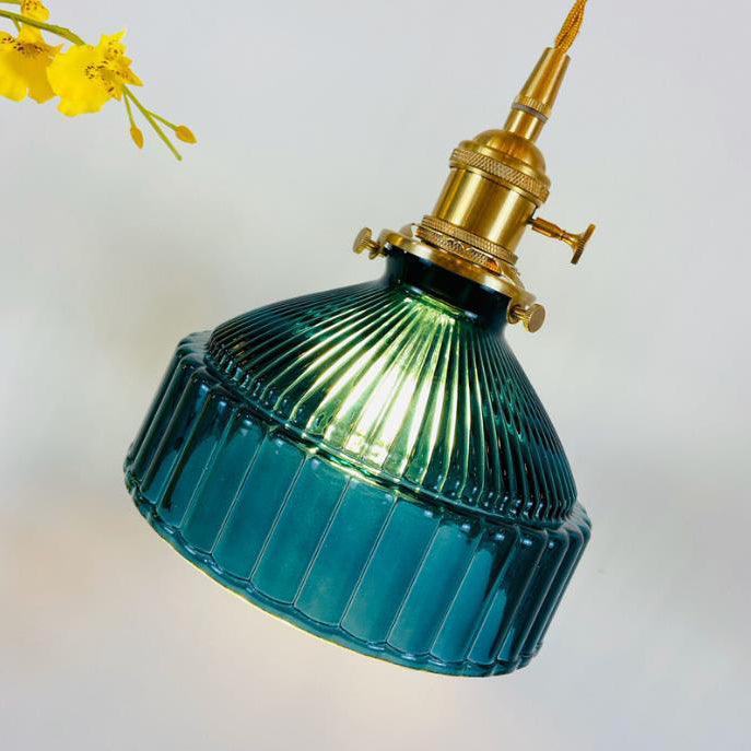 Nordic Stained Glass Dome Brass Pendant