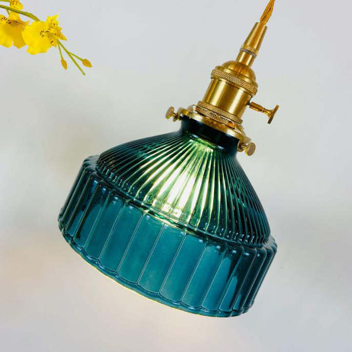 Nordic Stained Glass Dome Brass Pendant