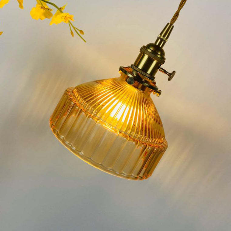 Nordic Stained Glass Dome Brass Pendant