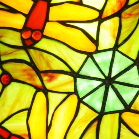 Vintage Tiffany Dragonfly Stained Glass Flush Ceiling Light — B - Small / 110V-120V For US/CA