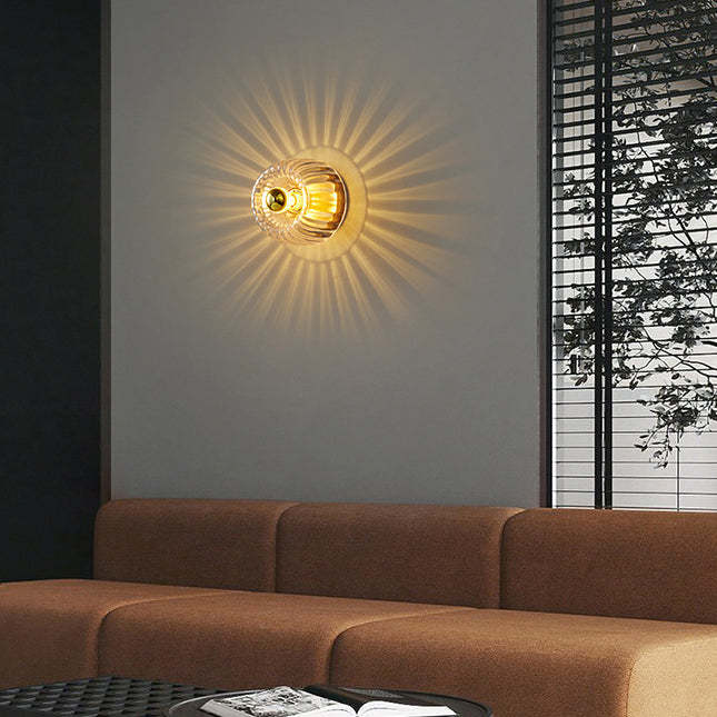 Modern Glass Sun Copper Dual-Purpose Flush Light