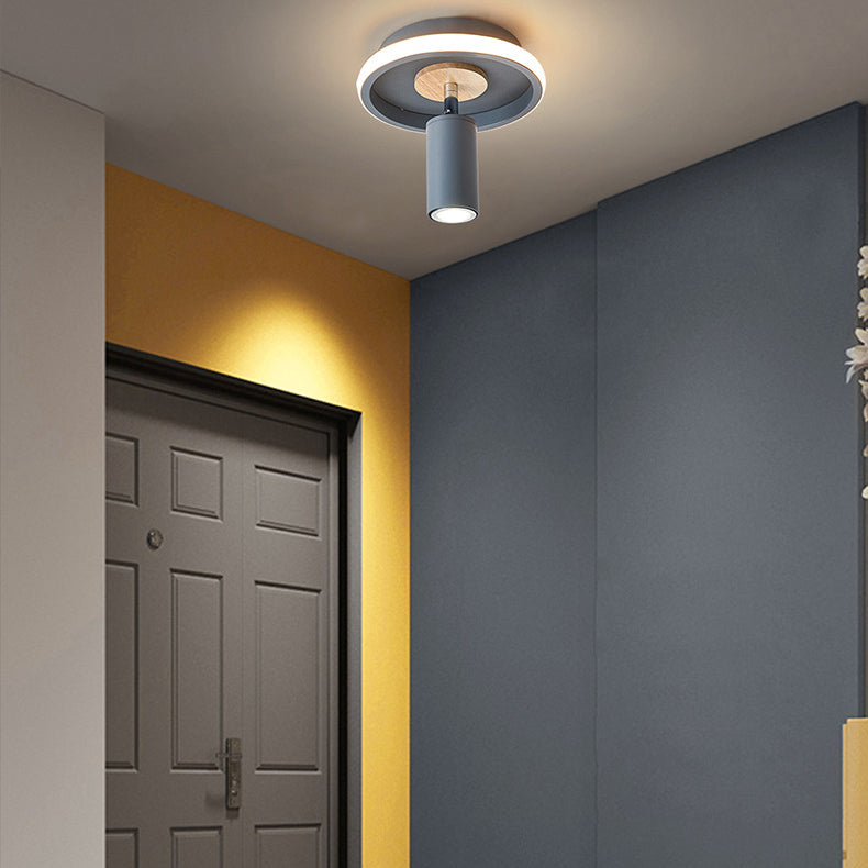 Industrial Iron Barrel Spotlight Flush Mount Light