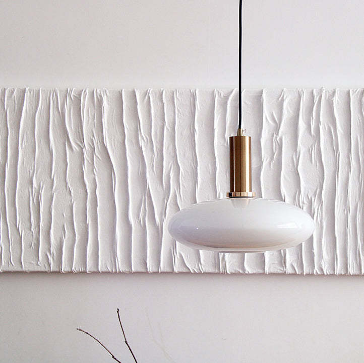 Nordic Milky Glass Flat Round Pendant Light