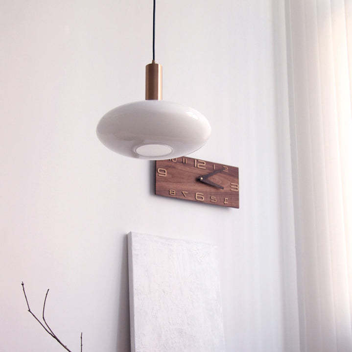 Nordic Milky Glass Flat Round Pendant Light