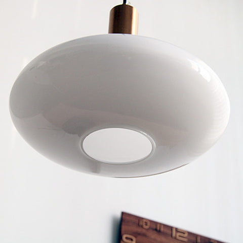 Nordic Milky Glass Flat Round Pendant Light