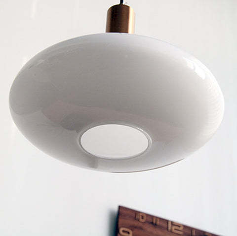 Nordic Milky Glass Flat Round Pendant Light