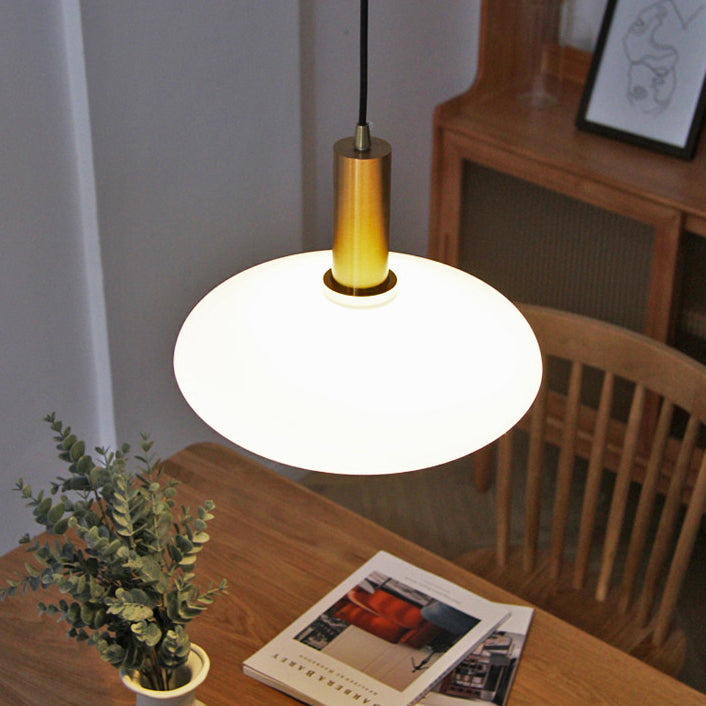 White glass round flat pendant lighting - nordic — Warm White (3000K) / 220V-240V (UK/AU)