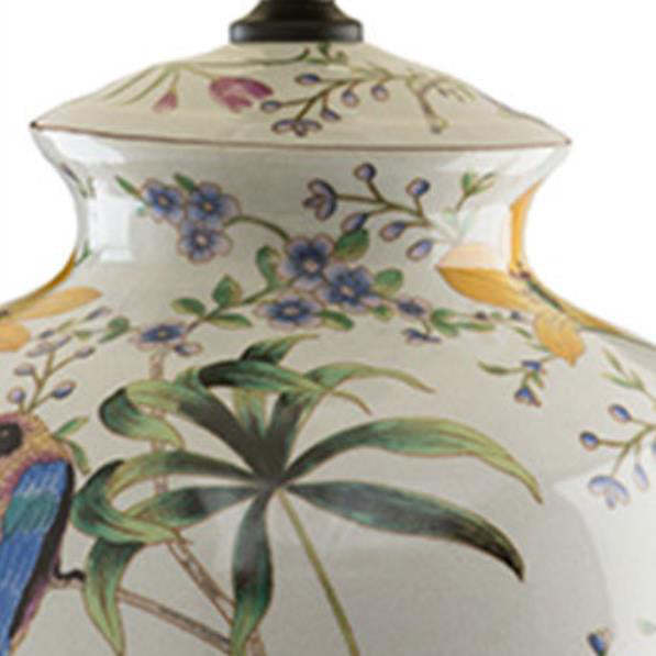 Retro Ceramic Flower Bird Table Lamp — Remote Control / 220V-240V For UK/AU