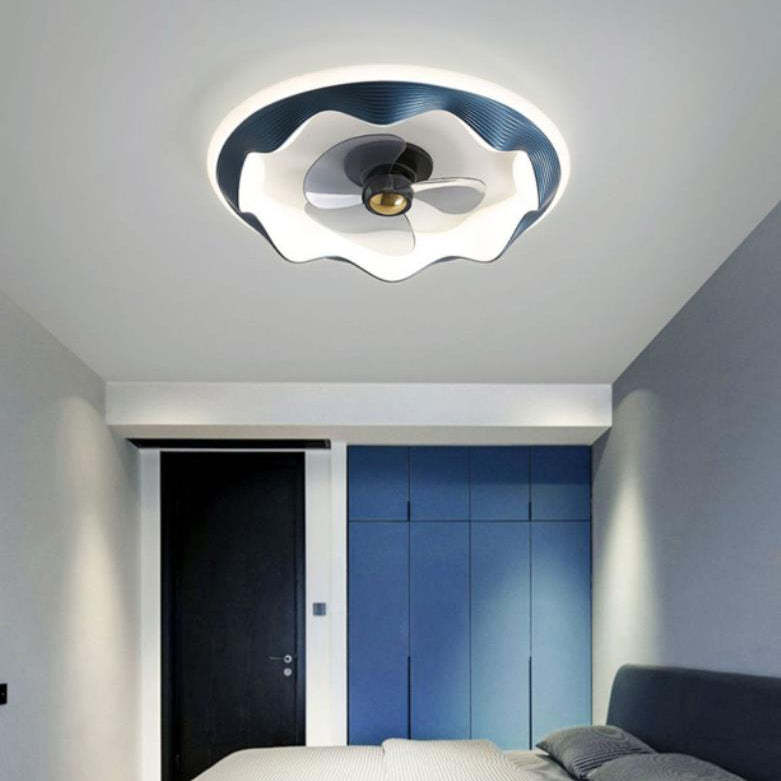 Modern Round Wave LED Flush Mount Ceiling Fan Light