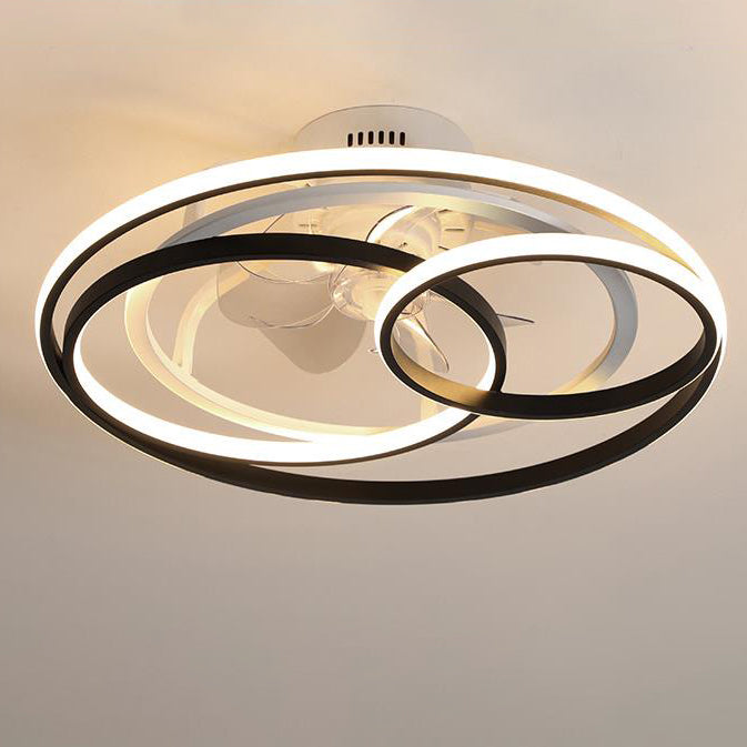 Simple Double Ring Overlap LED Flush Mount Fan Light