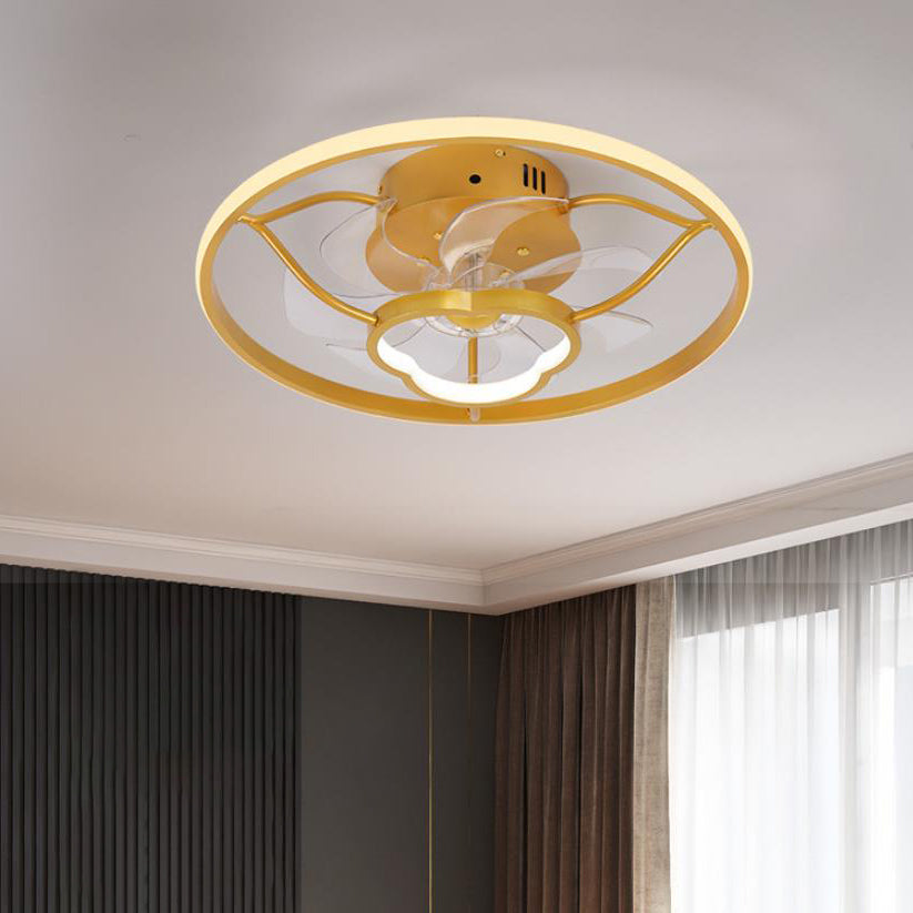 Gold Line Pattern Acrylic LED Flush Mount Ceiling Fan Light