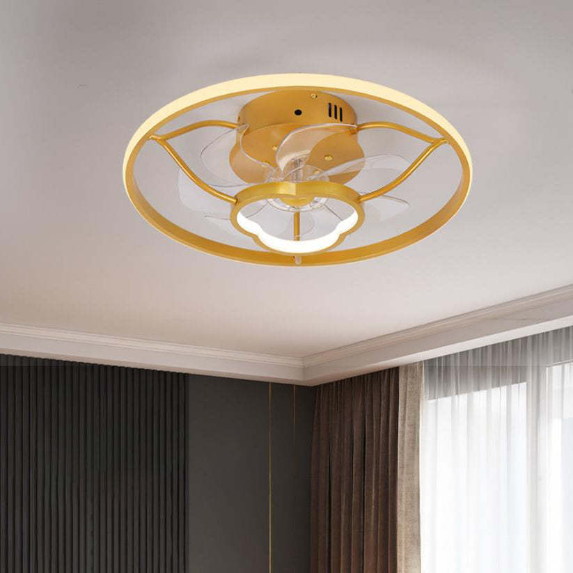 Gold Line Pattern Acrylic LED Flush Mount Ceiling Fan Light
