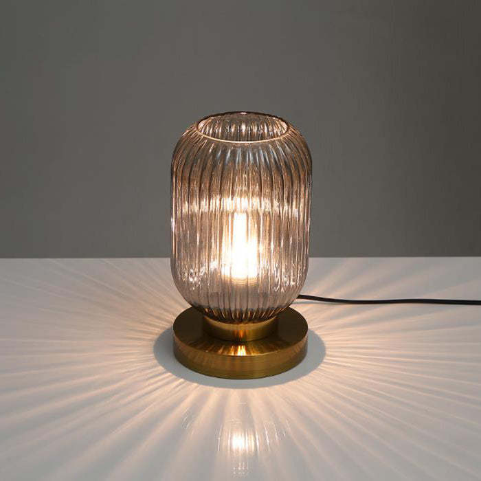 Nordic Striped Glass Oval Table Lamp