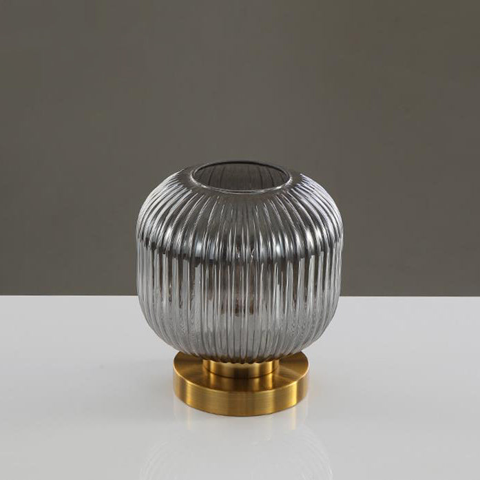Nordic Striped Glass Oval Table Lamp