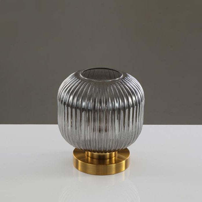Nordic Striped Glass Oval Table Lamp