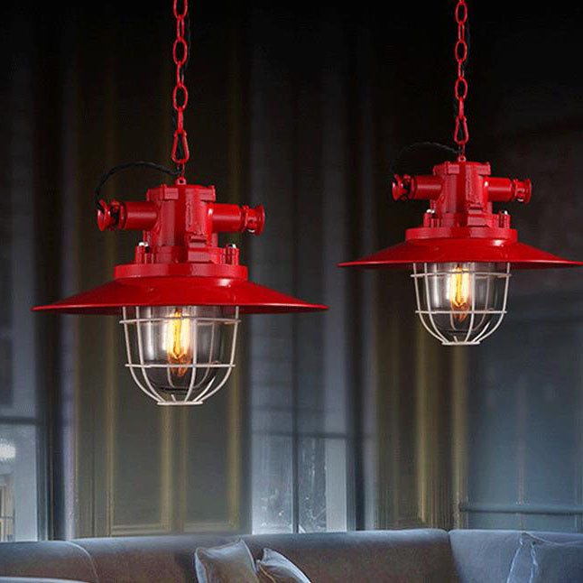 Industrial Vintage Blast Iron Cage Pendant
