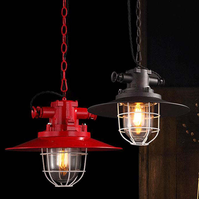 Industrial Vintage Blast Iron Cage Pendant